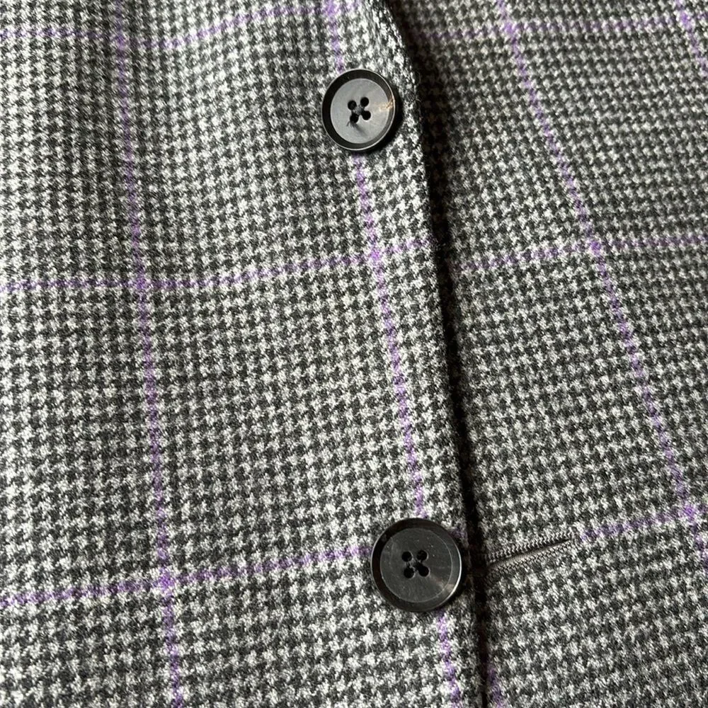 Paul Stuart Men’s Gray Lavender Houndstooth Windowpane Check Sportcoat 42 L